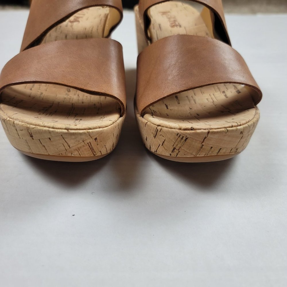 Korks Ease Platform Wedge Slide-On Leather Sandals - Picture 3 of 12